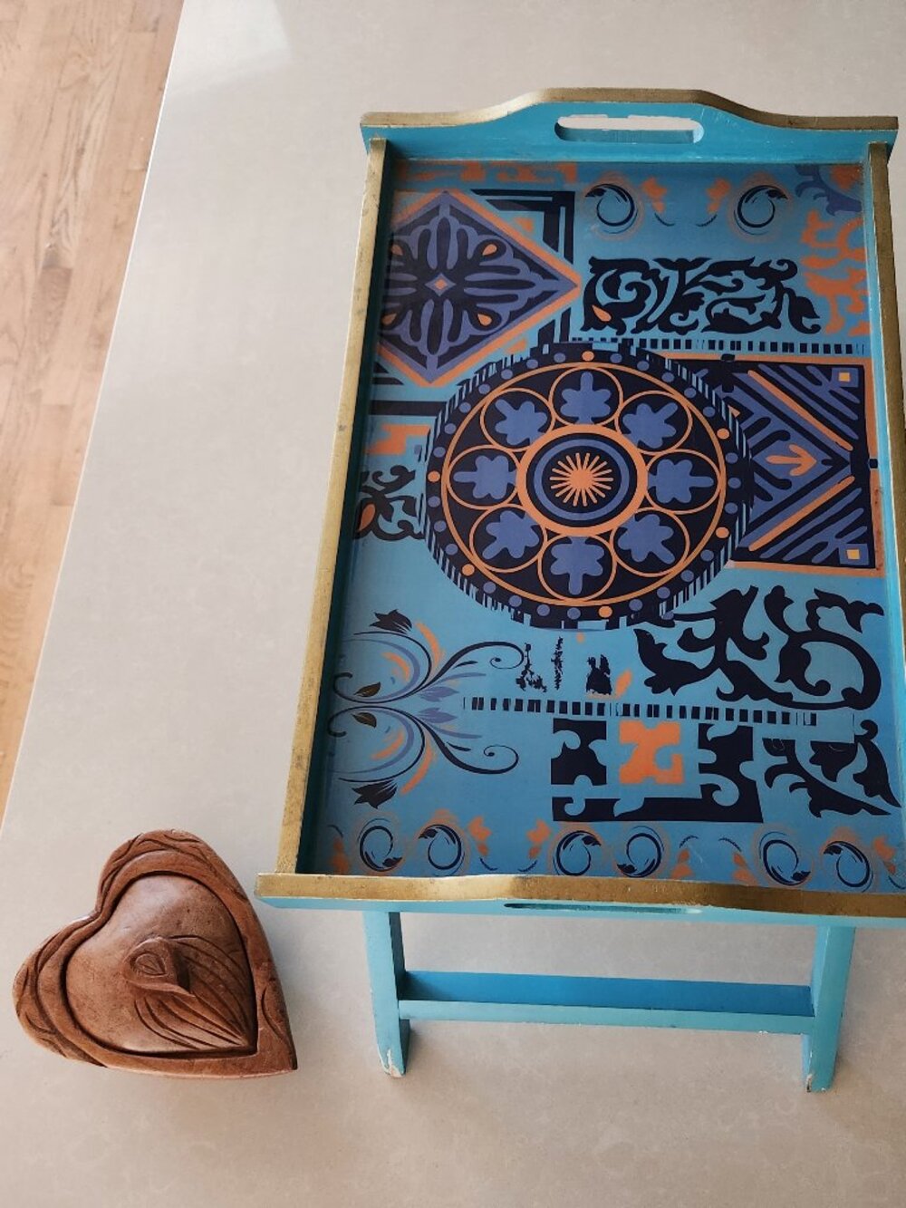World Market Folding Breakfast In Bed Tray - Unique Abstract Pattern Design